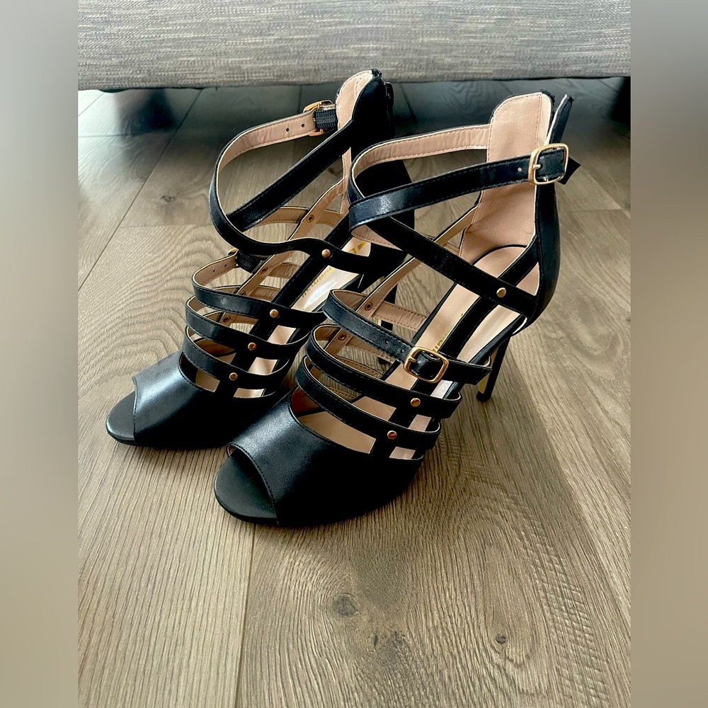 Black straps heels. Size 9